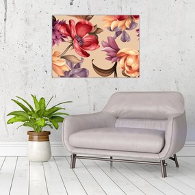 Tablou pe sticlă - Flori de epocă (70x50 cm)