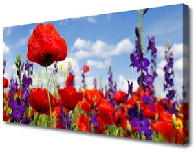 Tablou pe panza canvas Flori Floral Roșu Violet