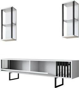 Măsuță TV cu rafturi Chrome White and Black