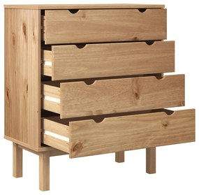 Comoda cu sertar, 76,5x39,5x90 cm, lemn masiv de pin Maro