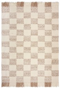 Covor crem/în culoare naturală țesut manual din amestesc de lână 200x300 cm Eric Checkboard – Flair Rugs