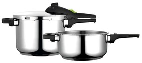 Resigilat: Set 2 oale sub presiune Fagor Rapid Xpress, 4+6 l, 2 nivele 60/100 kPa, 5 sisteme de siguranta, Otel 18/10, Argintiu