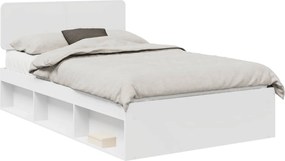 vidaXL Cadru de pat cu headboard Alb 120 x 190 cm Lemn de pin masiv