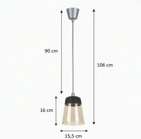 Brilagi-LED Lustra R din sticlă 1xE27/60W/230V Ø 15,5 cm argintiu/bej fumuriu/negru