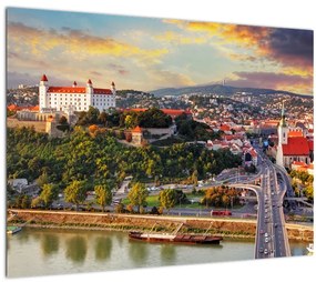 Tablou pe sticlă - Panorama bratislavei, Slovacia (70x50 cm)