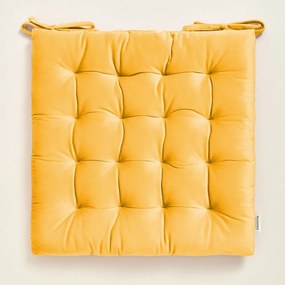 Perna de lux pentru scaun din velur galben 40x40 cm
