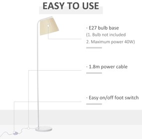 Lampadar cu abajur, baza rotunda, Lampa de sol, Iluminatie casa Mobila casa Metal, 25x27x165 cm, Alb/Crem HOMCOM | Aosom RO