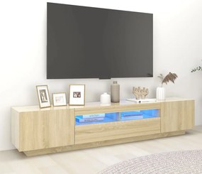 vidaXL Comodă TV cu lumini LED, stejar sonoma, 200x35x40 cm