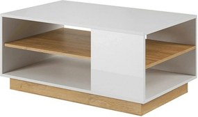 Masuta cafea CITY, alb/stejar deschis, PAL melaminat, 100x60x46 cm