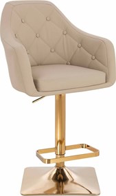 HR831KW Scaun Crem Piele Ecologica Premium Soft cu Bază Aurie