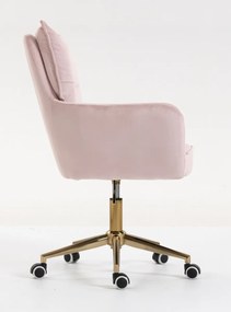 HR250K Scaun Catifea Roz Pudra Bază Aurie