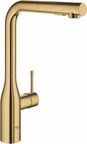Baterie bucatarie cu dus extractabil Grohe Essence inalta auriu lucios Cool Sunrise