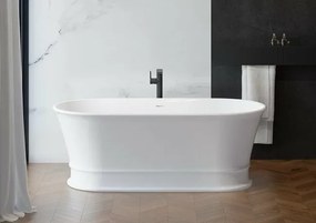 Cada baie freestanding ovala, compozit, cu preaplin, 170 x 84 cm, Foglia Clasic Elegante