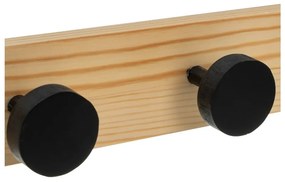 Cuier de perete negru-în culoare naturală din lemn de pin 40 cm Anillos – Casa Selección