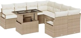 vidaXL Set de canapele pentru grădină cu pernă 9 pcs Bej Rattan poli