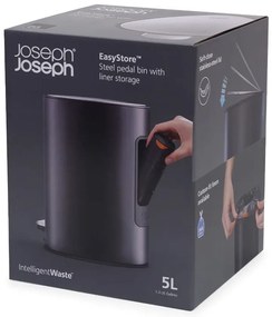 Coș de gunoi negru mat cu pedală din oțel 5 l EasyStore Luxe – Joseph Joseph