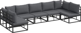 vidaXL Set de canapele pentru grădină cu pernă 7 pcs Negru Aluminiu