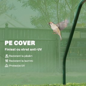 Sera Tunel Outsunny din Otel si cu Capac din PVC, 200x100x80 cm, Transparent si Verde | Aosom Romania