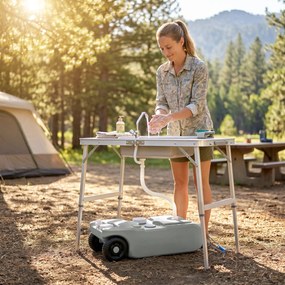 Rezervor Outsunny 40L Camping Robinet Roți | Aosom Romania