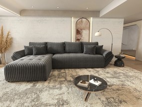 Colțar extensibil dumonde cu ladă de depozitare si sezut confortabil din spuma high-density, Berlin XL Ambience Grey 350x185 cm