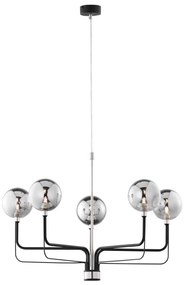 Jupiter 1888 - Lustru suspendat pe cablu ERIS, 5xG9/14W/230V, crom mat/negru/gri fumuriu