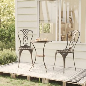 317753 vidaXL Set mobilier bistro, 3 piese, bronz, aluminiu turnat