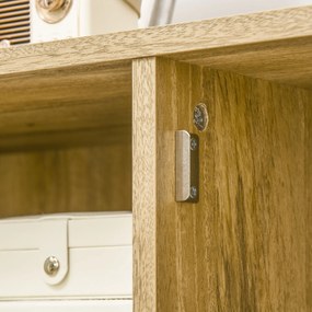 HOMCOM Bufet mobilier de depozitare dulap înalt aspect lemn și răchită design 2 uși - dim. 90L x 32,5l x 120Î cm | Aosom Romania