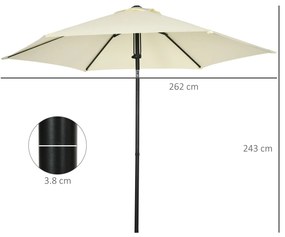 Umbrela pentru gradina Outsunny, poliester si metal cu 6 bare,  Ø262x243cm, bej si negru | Aosom RO