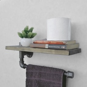 Raft de perete cu suport de prosoape BORURAF 16x40 cm molid/negru