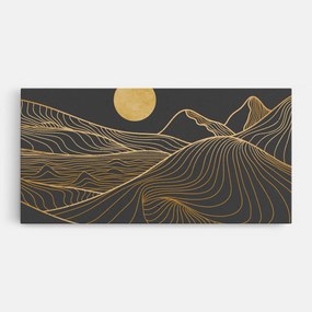 Tablou Canvas, 100x200cm, Dormitor si Living, Peisaje, Munti, Golden Mountain Moon