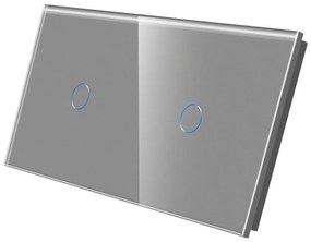 Panou Intrerupator Simplu + Simplu cu Touch Din Sticla LUXION