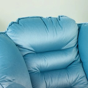HOMCOM Fotoliu accent modern, fotoliu tapițat cu picioare din oțel și buzunare laterale, pentru living, dormitor, Albastru | Aosom Romania