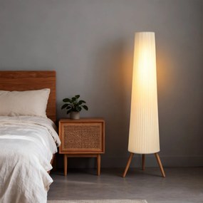 Lampă de podea HOMCOM cu trepied, întrerupător de picior și luminozitate reglabilă, 46x46x153 cm, albă | Aosom Romania