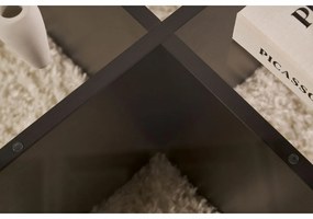 Măsuță de cafea Aeris Black cu sticlă fumurie