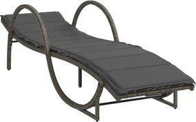 vidaXL Șezlong cu pernă, gri, 60x199x42 cm, poliratan