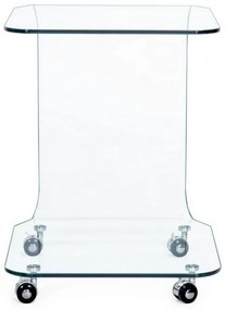 Masuta transparenta cu roti din sticla netemperata, 45x45, Iride Bizzotto