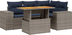 vidaXL Set canapele de grădină cu perne, 5 piese, gri, poliratan