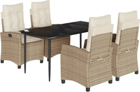 vidaXL Set mobilier de grădină cu perne, 5 piese, bej, poliratan
