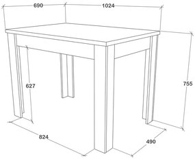 Set haaus Zeta, Stejar Artisan, 2 Scaune, Negre, 102 x 69 x 75 cm