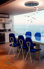 Scaun tapitat Salvadore albastru/gold – H93 cm