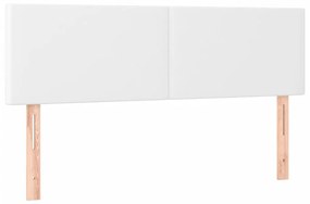 Pat box spring cu saltea, alb, 140x190 cm, piele ecologica Alb, 140 x 190 cm, Design simplu