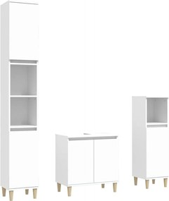 vidaXL Set mobilier de baie, 3 piese, alb, lemn compozit