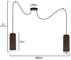 Lustr AVALO 2xE27/60W/230V cablu, maro cupru, model păianjen