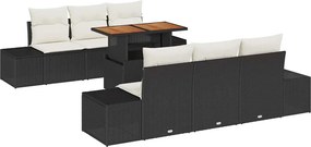 vidaXL Set de masă pentru grădină cu pernă 7 pcs Negru și Crem