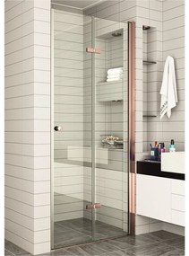 Usa de nisa pliabila Inter Ceramic 90 cm sticla transparenta 6 mm profil rose gold lucios