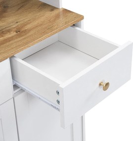 Bufet dulap înalt, Spațiu generos de depozitare cu 5 uși și 3 sertare, 94,5x30x175,5 cm, Alb