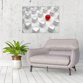 Tablou cu abstracție - cub cu bilă (70x50 cm), în 40 de alte dimensiuni noi
