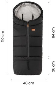 PETITE&MARS - Set sac de iarnă 3 în 1 JIBOT pentru bebeluși + mănuși pentru cărucior, gri deschis