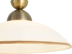 Lampă suspendată clasică bronz cu sticlă opal - Katarina