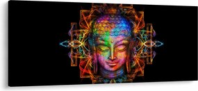 Tablou - Bustul lui Buddha în culori neon (120x50 cm)